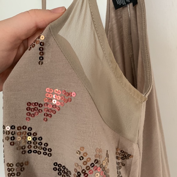 Rue21 Sequin Crop Top w/ Adjustable Straps Brown, Red, Gold Small - Picture 6 of 6